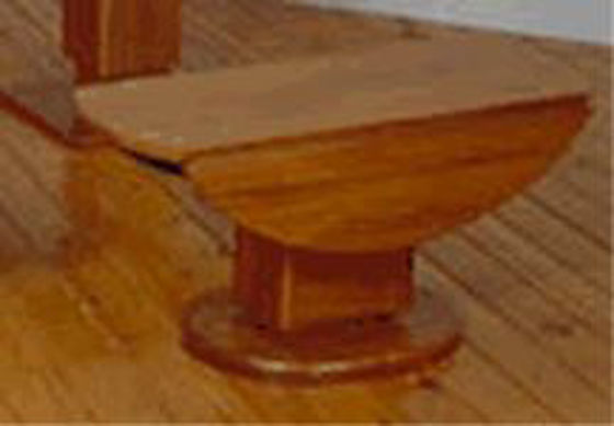 Picture of Pompanette B140LDTS Hi-Low 40" Teak Table Stain Finish leaves down - Teak Hi-Lo Table